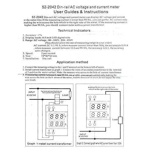 SANON Voltmetro Digitale Amperometro Din-Rail Ad