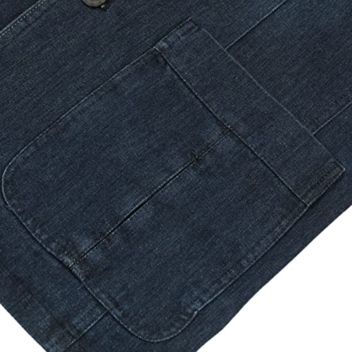 YOUTHUP Blazer Homme Nouveau Casual Veste en Jean Denim Loose Costume Affaires Blazer Veste Manteaux Mens Cowboy Suit Jacket Coat, Bleu Foncé, L - Image 7