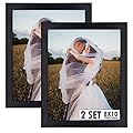 Golden State Art, Set of 2, 8x10 Black Wooden Picture Frame - Tabletop/Wall Display - Great for Group/Family Photos - Landscape/Portrait - Real Glass - Simple Classic Design