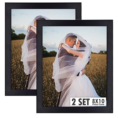 Golden State Art, Set of 2, 8x10 Black Wooden Picture Frame - Tabletop/Wall Display - Great for Group/Family Photos - Landscape/Portrait - Real Glass - Simple Classic Design