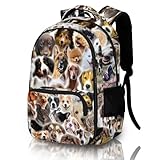 ZZRIUP Cute Dogs Backpack for Kids Boys Girls, Funny Dog Backpack for School Outdoor Travel 16.5inch