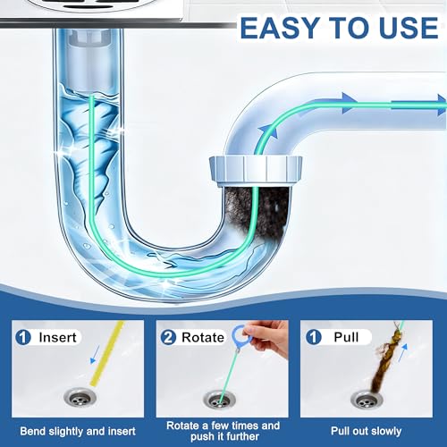 Zalava Desatascador de desagües en espiral, 5 unidades, espiral de limpieza de tuberías, 90 cm, acero inastillable con revestimiento de nailon, desatascador y atrapa el pelo para bañera, alcantarillas - imagen 5