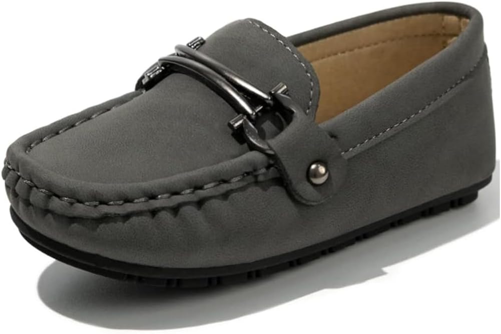 Boys Loafers, Soft Slip-On Moccasin Oxford Shoes for Toddler/Little Kids, Casual Boat Shoes for School Uniforms and Everyday Wear
