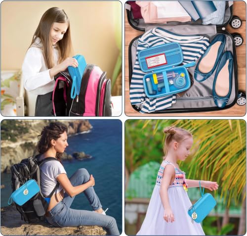 Image of MGZNMTY Travel Carrying Case Compatible with Asthma Inhaler Spacer for Adults and Children, Masks, Inhaler Holder with Asthma Alert Tag and Medical Card, Carabiner (Only Case) (Sky Blue)