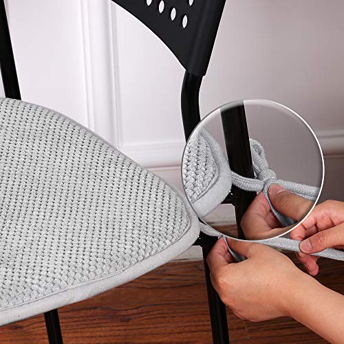 H.VERSAILTEX Chair Cushion Memory Foam Chair Pads with Ties Honeycomb Pattern Nonslip Rubber Back Rounded Square 16