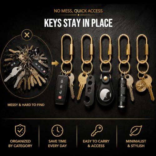 Image of ZHZ Brass Key Rings, Keychain for Men & Women, Bag Charms, 6 Pack | Secure Screw Lock, 12 O-Rings, Charm Holder for Handbags, Purses, Tote Bags & Backpacks