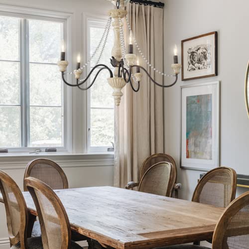 Ziralio 5-Light French Country Chandelier Vintage Rustic Chandelier With Glass Bead For Kitchen Island Dining Room Living Room,28In #TOP3