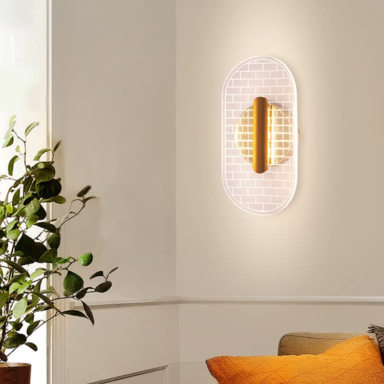 Lámpara de pared LED dorada con luz tricolor para dormitorio y pasillo
