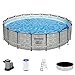 Produktbild Bestway Steel Pro MAX Frame Pool Komplett-Set mit Filterpumpe Ø 549 x 122 cm, Steinwand-Optik (Cremegrau), rund
