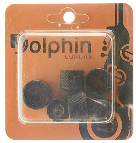 Knob Metal Duplo Concentrico Dolphin 13445, Preto Fino e Longo para Baixo e Guitarra, com 3 Unidades