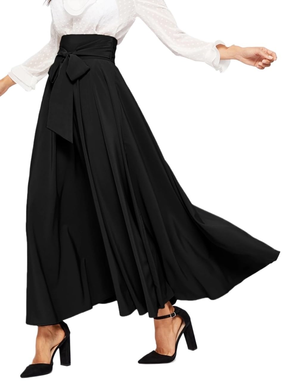 Womens Flowy Trendy Skirt Casual High Waist Solid Skirt