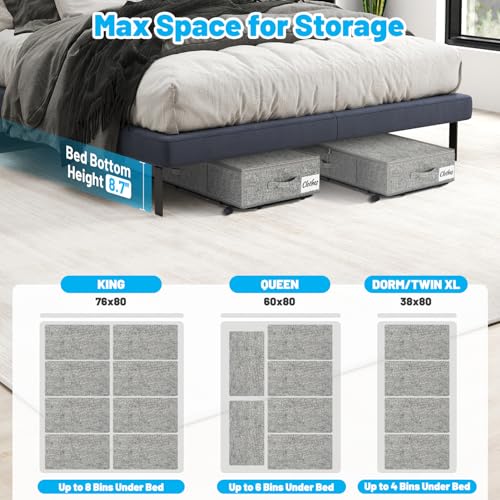 Image of Large Sturdy Under Bed Storage with Wheels, 2 Pack 50L Rolling Underbed Storage Bins, Under Bed Containers Drawer with Metal Bottom Support, Bedroom Organizer with Lids for Clothes, Shoes, Blankets