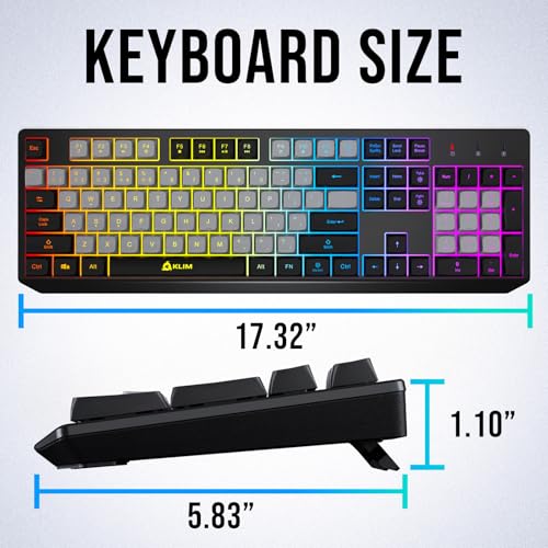 Image of KLIM Chroma Wireless Keyboard - RGB Backlit Gaming, Rechargeable Battery, PC Keyboard, Durable & Water-Resistant, Compatible with PS4, PS5 & Mac - Black