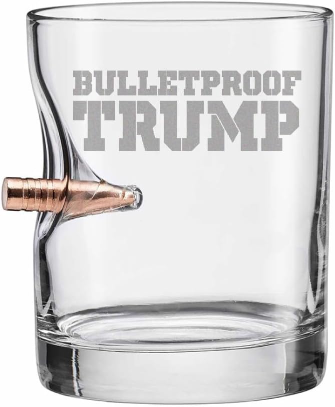 Bulletproof Trump Drinking Glasses - Made in the USA - MAGA (11oz Rocks Glass)