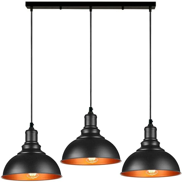 LEDSone 3 Head Pendant Light Modern Vintage Industrial Retro Metal Iron Ceiling Pendant Light Lampshades (Type 1)