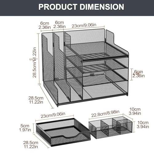 Soporte de escritorio con compartimentos para ordenar suministros de oficina 6