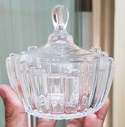 Image of Pure Source India Glass Candy Jar /Candy Bowl 5 Inch - Multicolor, 500 Ml
