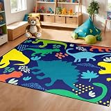 Dinosaur Rug - Dinosaur Rugs for Boys Bedroom Cartoon Dino Carpet for Boys Kids Room Decor Colorful Animal Carpet for Living Room Floor Mats, 3x5 Feet