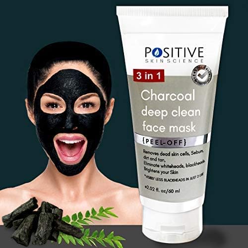 Positive 3 In 1 Activated Charcoal (Deep Clean) Peel Off Mask For Men & Woman, 60 ml