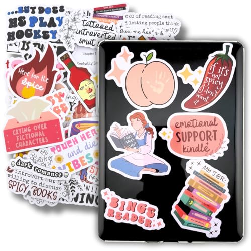 TriluckyDeco Calcomanías de libro para Kindle Adulto, Bookish Smut Reading Booktok Dark Romance Case Journal Botella de agua Calcomanía para amantes picantes Regalo divertido Estético Rosa Laptop