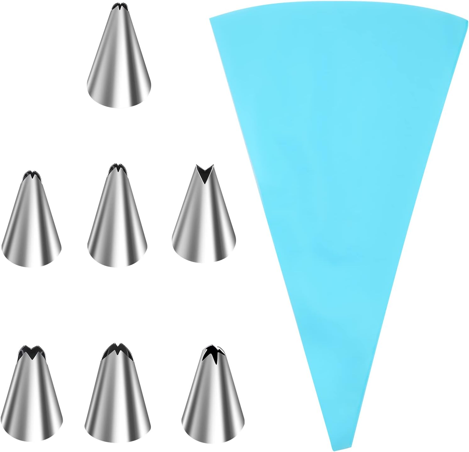 GOOTRADES 7 Piece Leaf Piping Tips Cake Decorating Supplies & 1 Silicone Pastry Bag