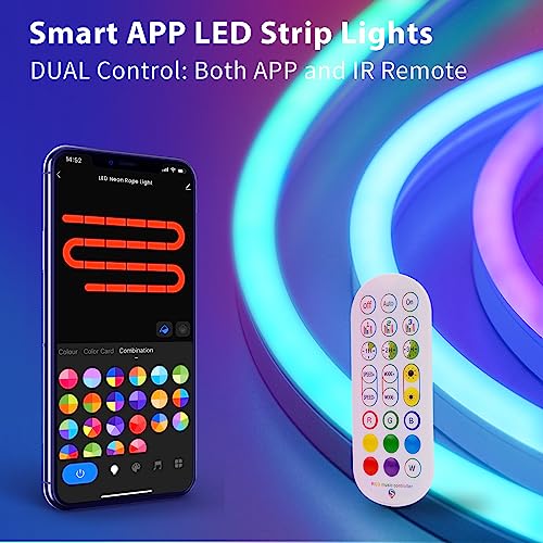 Ftoyin Led Neon Rope Light, 9.8Ft Flexible Rope Light With Music Sync, Diy Design Ip65 Waterproof Led Lights Bar With Remote And App Control Rgbic Strip For Living Room, Bed Room, Game Room Wall Decor #TOP3