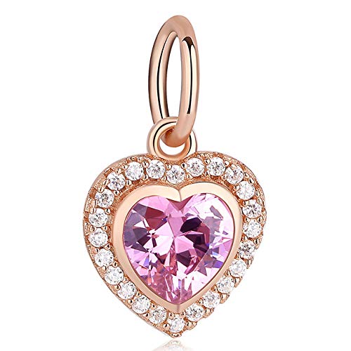 Perles cœur en argent 925 et or rose pour bracelets à breloques de femmes