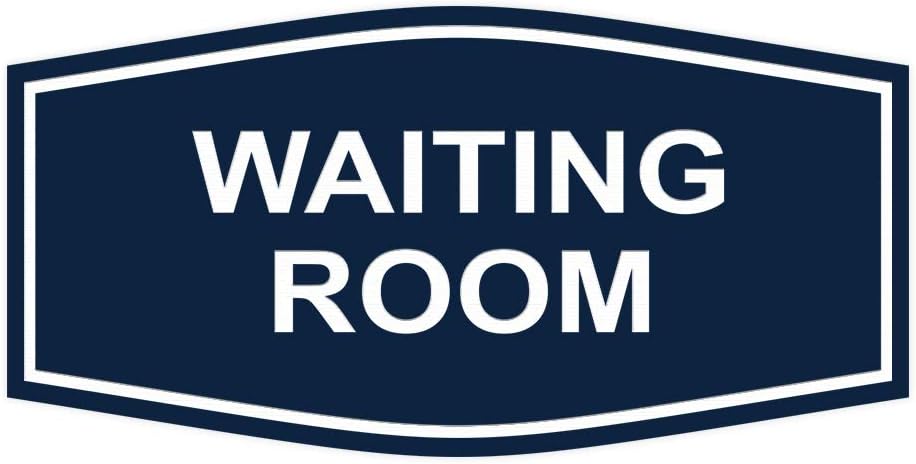 Signs ByLITA Fancy Waiting Room Sign(Navy Blue/White)-Large