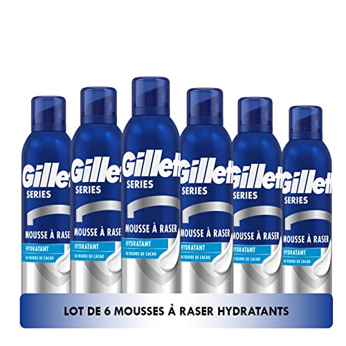 Gillette Series Mousse À Raser Hydratante au Beurre de Cacao, Qui Permet Une Protection Complète Contre Les Irritations, Les Coupures Les Rougeurs Et Les...