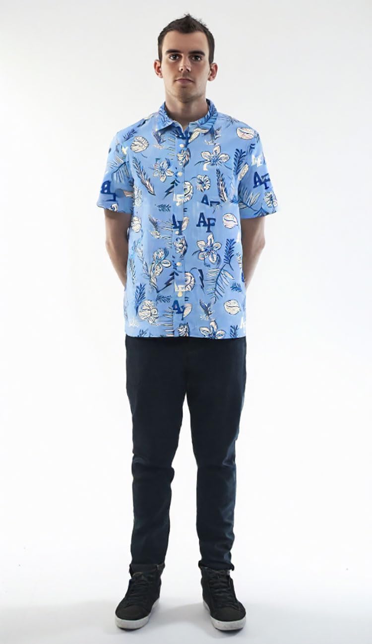 Wes and Willy Mens College Sports Fan Shirt Hawaiian-Vintage Floral Short Sleeve Button Down - Image 2