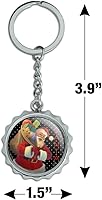 Vista 3 de Christmas Holiday Santa Sack Graphic Keychain Chrome Plated Metal Pop Cap Bottle Opener