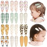 Sofier 24pcs Baby Hair Clips for Girls Toddler Hair Clips, Non Slip Snap Baby Barrettes for Fine Hair, Cute Floral Print, 2.2 inches, 24 Count, Hair Accessories for Girls Infant Kids