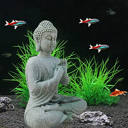 ZYWUOY Décoration d'aquarium en résine - Bouddha assis - Effet zen - Statue d'extérieur et...