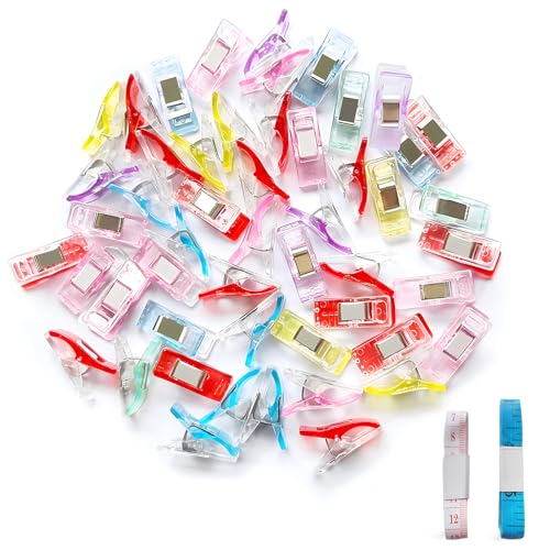 DEEINN Sewing Supplies, Premium Plastic Clips, Sewing Notions for Sewing Quilting Supplies Crafting Tools, Sewing Clips for Fabric and Quilting, Multipurpose Sewing Clips, Pack of 100, Add Two Ruler.
