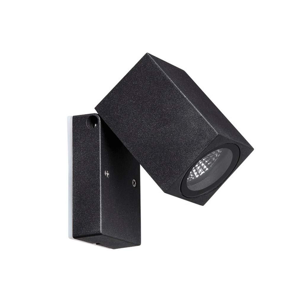 LED Outdoor Ściany Regulowany kąt wiązki kąt belki, wodoodporne lampy montowane na kinosu do korytarza, balkon, ogród, dziedziniec (czarny) (kolor: 3 W 3000K)