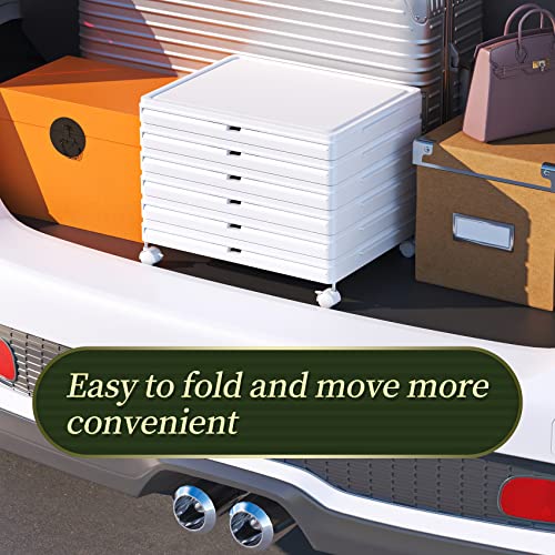 Leaijiafy 3 Tier Foldable White Plastic Shoe Box,Large Stackable Storage Bins With Lids,Storage Drawers Cart Storage Containers Organizer,For Sneakers Toys Clothes,With 4 Wheels #TOP7