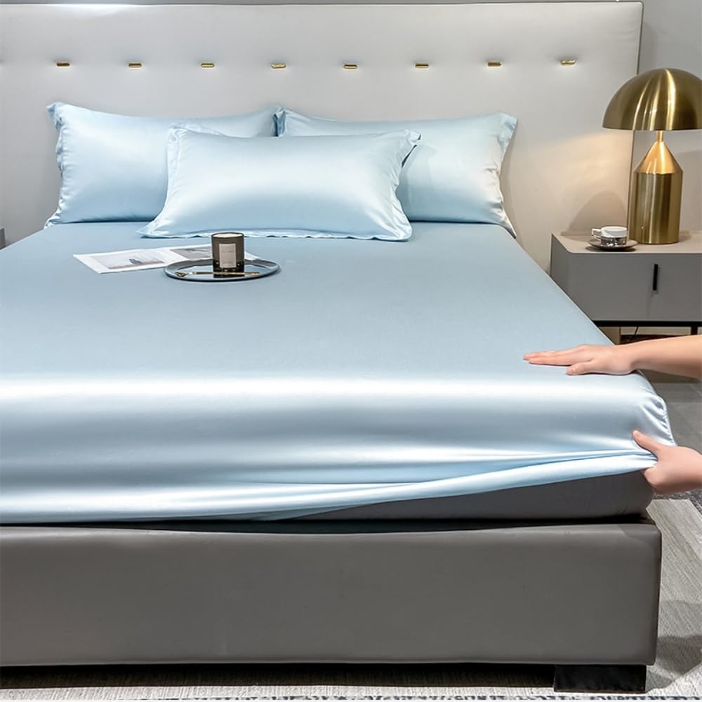 Matratzenschoner, Spannbettlaken Mit Rundum Gummizug – Atmungsaktiver, Weicher Und Hautfreundlicher Doppel,King Matratzenbezug In Hotelqualität-Gray-2||120 * 200cm(3-Piece Set)