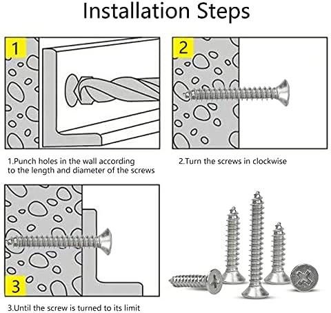 VEGCOO 800PCS M2 Flat Head Self-Tapping Screws, Cross Head Slotted Tapping Screws Decking Screws Wood Screws Assortment Kit for Home Courtyard Office Object Fixing Repairing