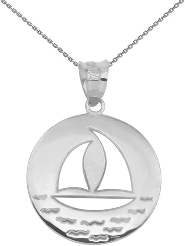 925 Sterling Silver Cut-Out Nautical Sailboat Silhouette Pendant Necklace