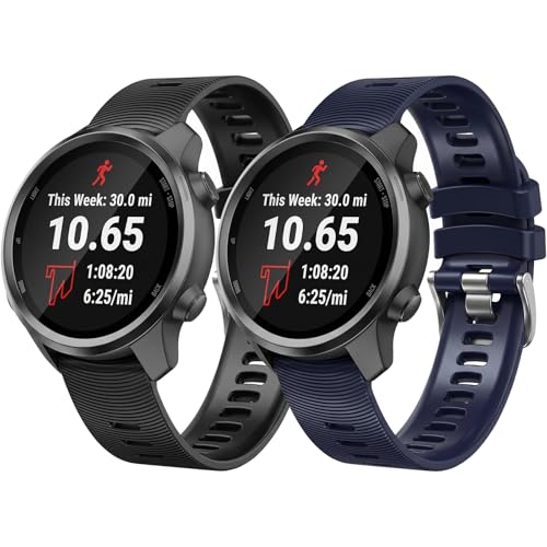 2 Pack Waterproof Bands Compatible with Garmin Forerunner 245/55 Bands
