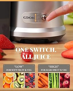 GDOR Juicer 1200W Juicer Machine with Larger 3.2" Feed Chute, Titanium Enhanced Cutting System, Centrifugal Juice Extractor Maker with Heavy Duty Full Copper Motor, Dual Speeds, BPA-Free, Silver 2.0