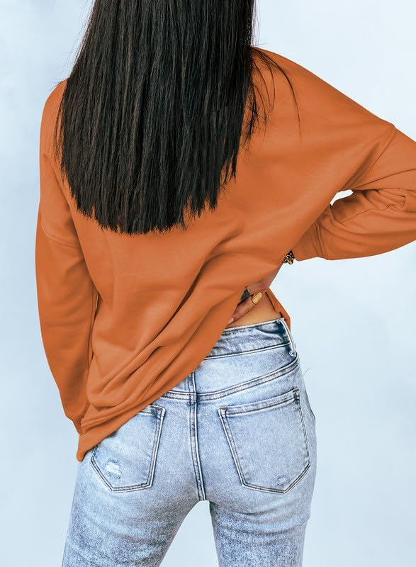 Vista 4 de Dokotoo Sudadera casual con cuello redondo para mujer, holgada, suave, de manga larga