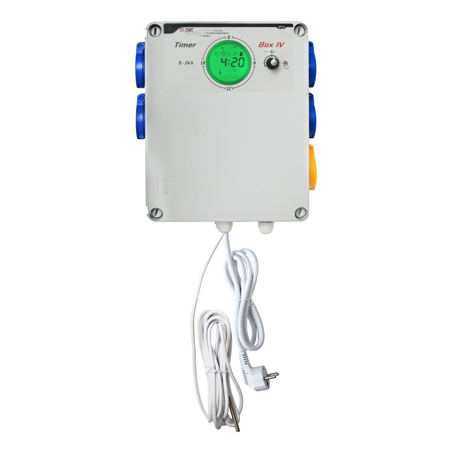 GSE Timer Box II 4 x 600 Watt + Calefacción 220 V - Grow Indoor lámparas de control de tubo de ventilador de riego ventilador de jardín (6x600 vatios + calefacción)