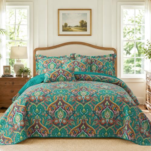 TWINRUN Cotton Quilt King, 3 Pieces King Quilt Bedding Set