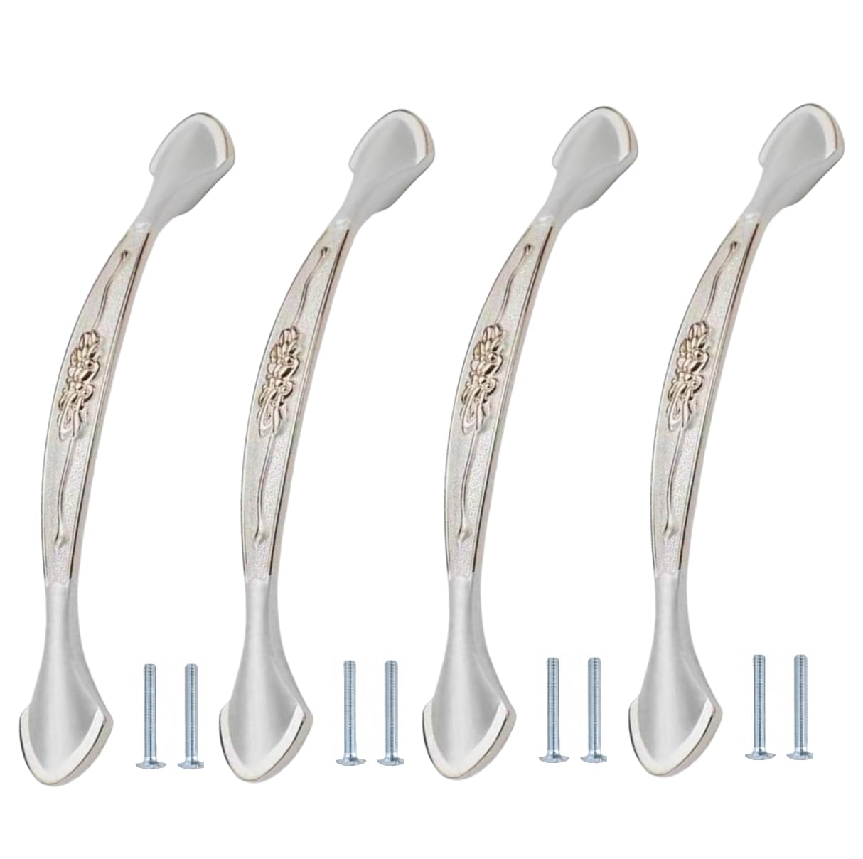 NLQCSXWEP Zinc Alloy Cabinet Bow Handle, Zinc Alloy Aluminum Cabinet Handles 4-Pack Multicolor(817-128mm Gold and Silver)