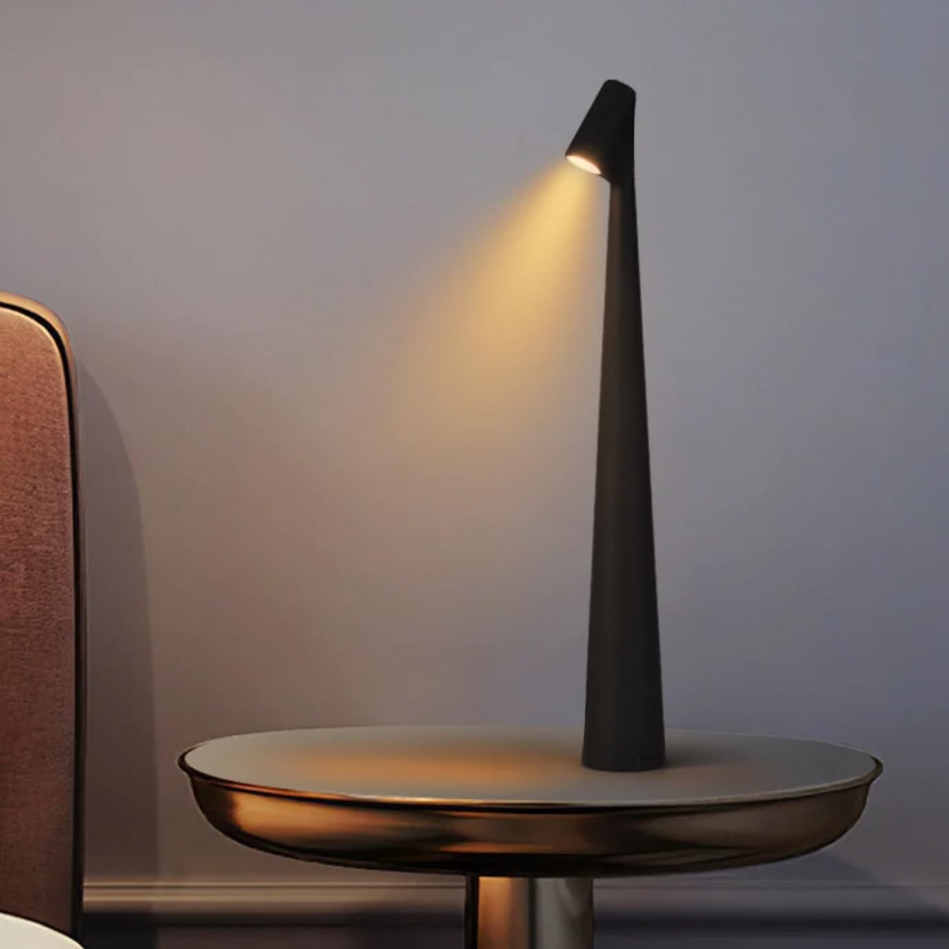 NYRWANA Table Lamp | 2000mAh Battery | Home Decor, Lamp, Lamps for Bedroom and Living Room, Stepless Dimming, 3 Colour Touch Control, USB-C Charging, Rakhi Gift for Brother & Sister (Metal - Black)