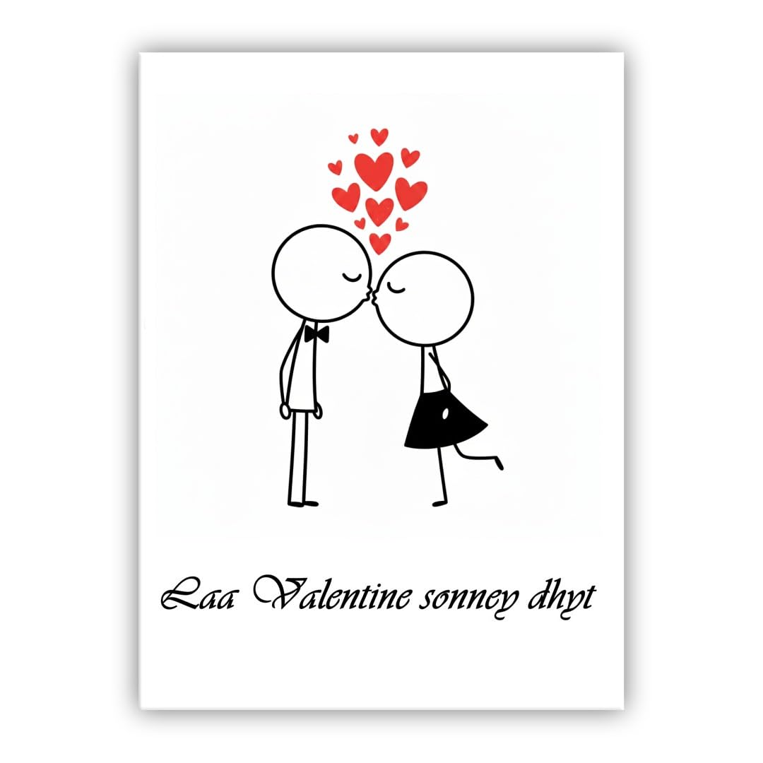 Multilingual Valentine’s Day Card – Cute Couple – Romantic Valentines Greeting Card for Husband, Wife, Boyfriend, Girlfriend (• Manx: Laa Valentine sonney dhyt)