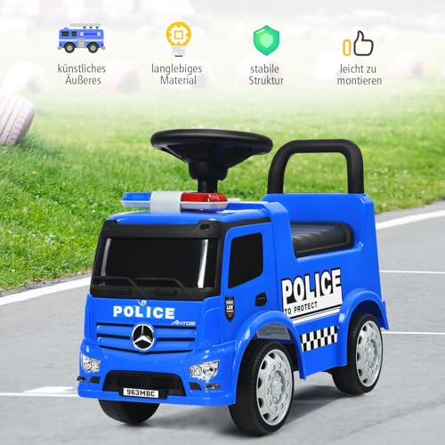 DREAMADE Rutschauto Polizei, Mercedes-Benz Polizeiauto mit Lichter, Hupe, Sound & Stauraum, Kinderfahrzeug für Kleinkinder 1-3 Jahre, belastbar bis zu 25kg – Bild 6