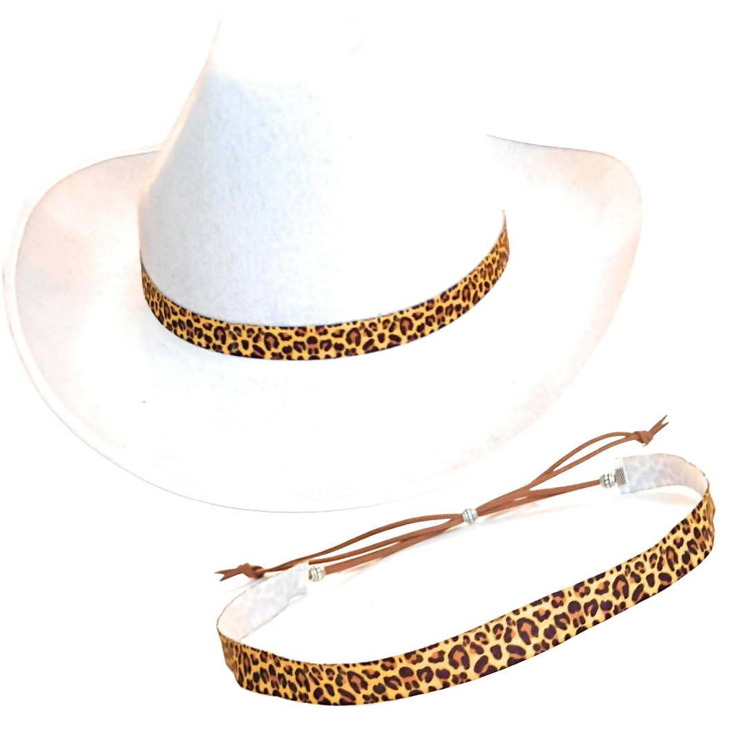 Leopard Hat Band Luxe Stretch Adjustable Size For Fedora Panama Western Cowboy Straw Hats Gift Boxed Animal Jungle Print Safari Hatband