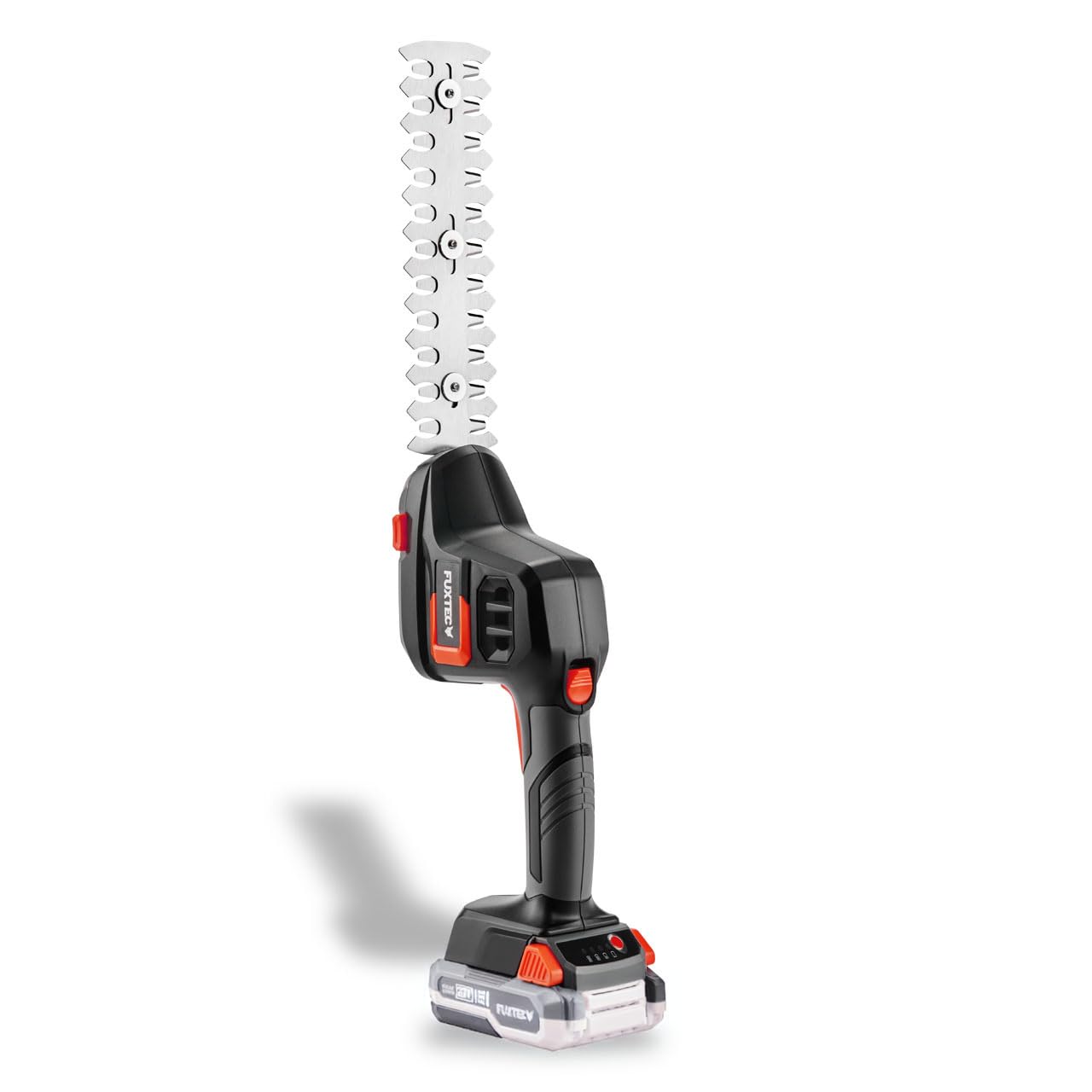 FUXTEC Tijeras de Podar a Batería 20V FX-E1HHS20 | Espada de 20 cm | Peso 0,67 kg | Incluye Accesorio Cortasetos y Cortabordes | Sin Batería ni Cargador
